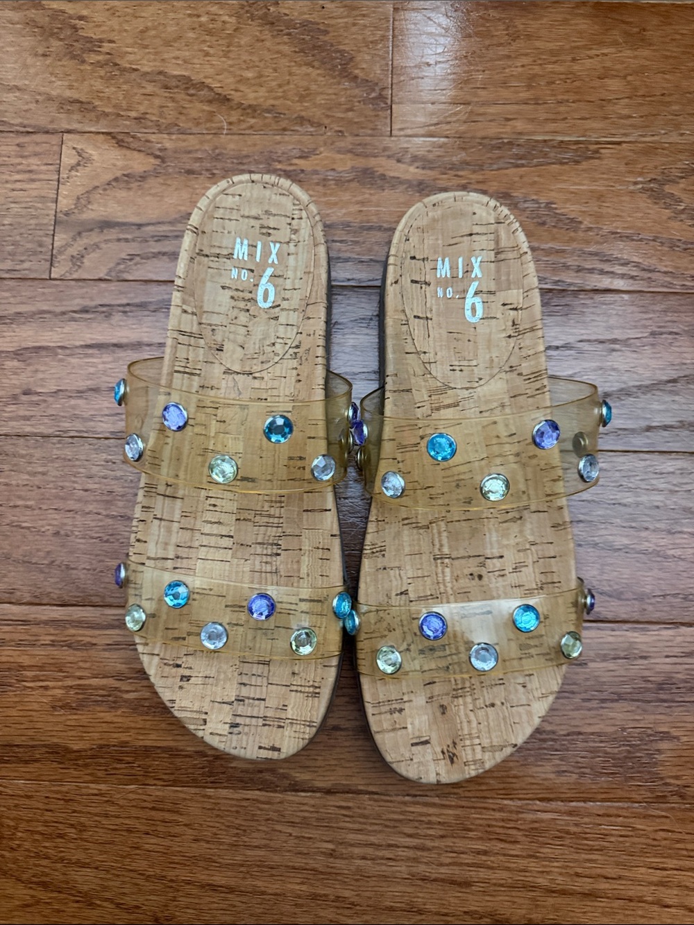 Mix No. 6 Clear Cork Slides with Blue, Purple, Green, and Clear Gems